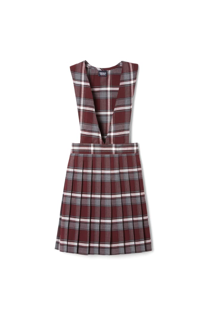 French Toast - Plaid V-Neck Pleated Plaid Jumper (Sizes 4 to 20)
